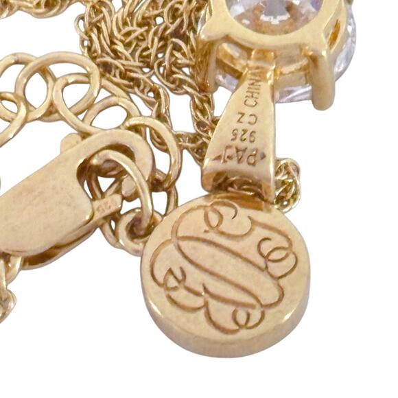 Gold Plated Cubic Zirconia Pendant | Sterling Silver 925 Solitaire Necklace 18” - Picture 3 of 10